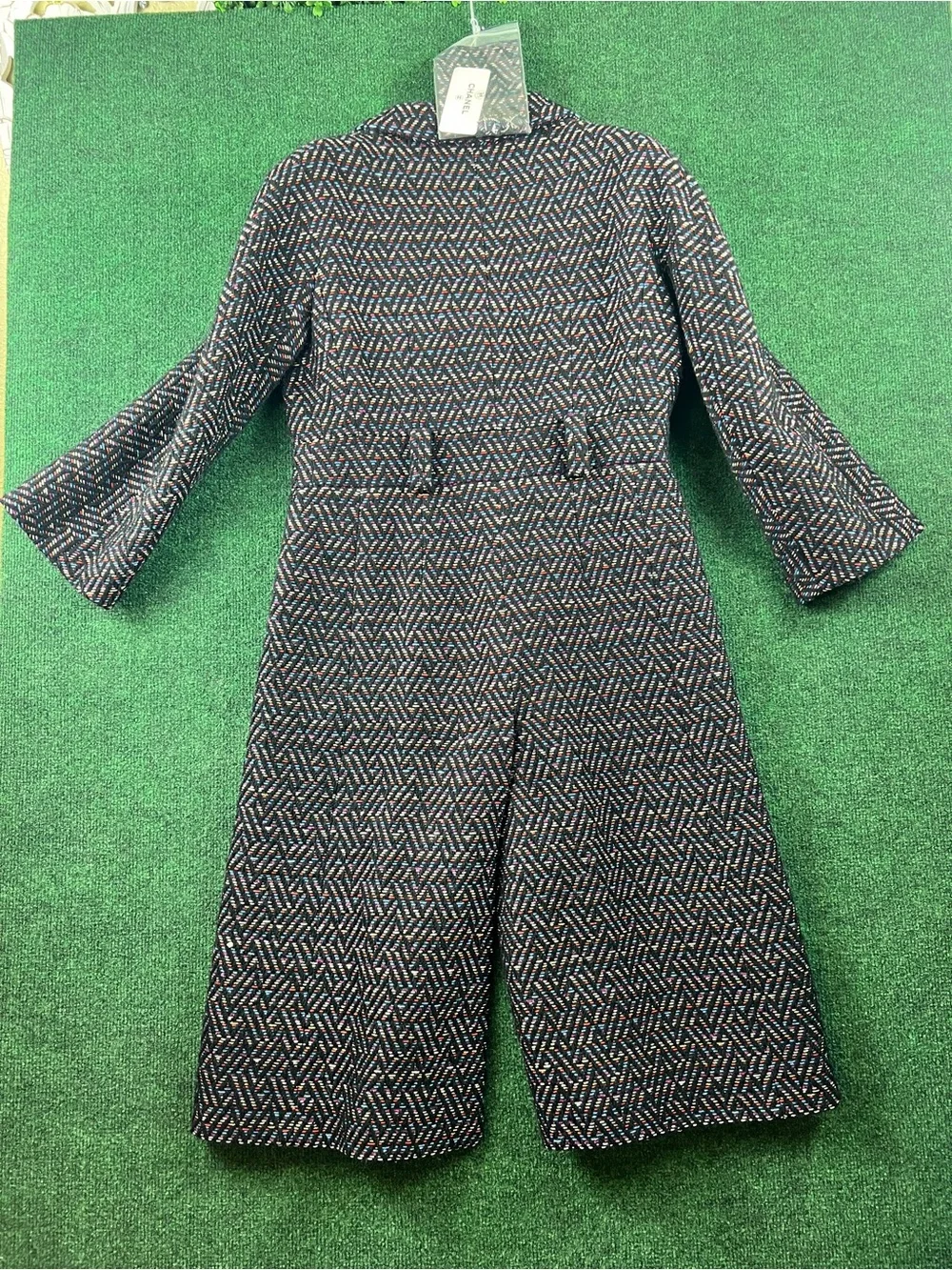 CHANEL Tweed Maxi Coat in Navy and Multi-Color